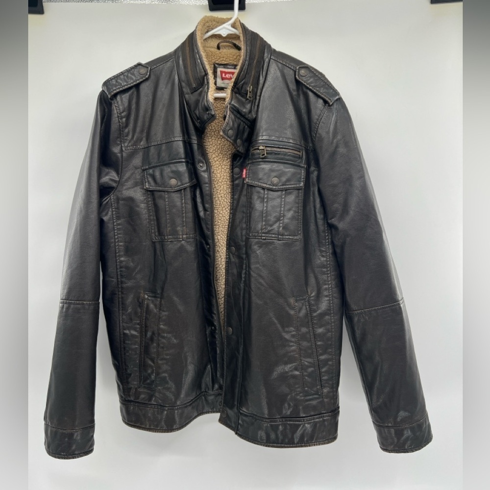 Levi’s brown sherpa-lines aviator bomber jacket coat size XL - Picture 14 of 15